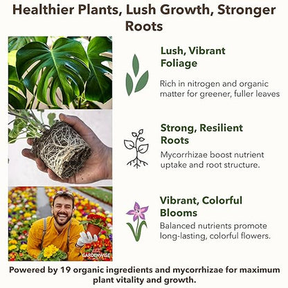 Organic Liquid Plant Food for Indoor Houseplants – All Purpose Fertilizer for Potted Plants, Vegetables, Succulents, Orchids, Roses – Miracle Growth with Mycorrhizae (16 oz)