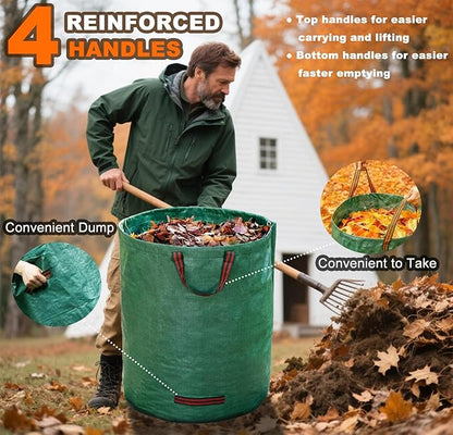 Reusable Yard Waste Bags, 3 Pack 72 Gallon Lawn and Leaf Garden Bags, Heavy Duty Garden Bags with Reinforced Carry Handles, Camping Yard Recycling Bag For Leaves, Lawn Debris & Grass Clippings