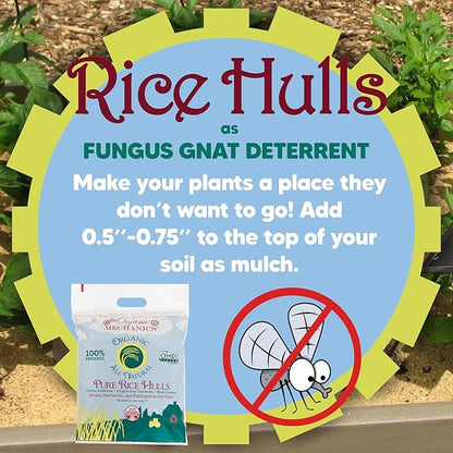 Organic Mechanics Pure Rice Hulls, 8 qt (Pack of 2) - Sustainable Alternative to Perlite - Enhances Drainage, Porosity and Air Space - Eco-Friendly