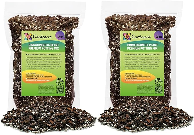 GARDENERA Monstera Pinnatipartita Plant Soil Mix - Premium Blend for Thriving Foliage and Root Development - 10 Quart (2 Bags of 5 Quart)