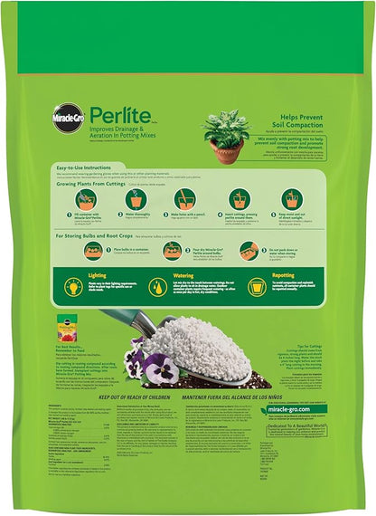 Miracle-Gro Perlite, Enriched with Plant Food, Improves Drainage and Aeration in Potting Mixes, For Container Plants, 8 qt., 3-Pack