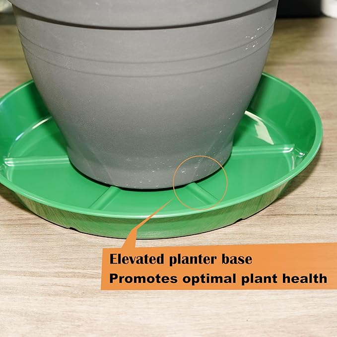 Plant Saucer Pot Tray 12 inch, 6 Packs Flower Planter Saucers and Drip Trays for Pots Planter, Heavy Duty Plant Dish Pant Plate to Catch Water for Indoor & Outdoor, Green