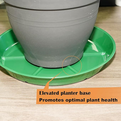 Plant Saucer Pot Tray 14 inch, 4 Packs Flower Planter Saucers and Drip Trays, Heavy Duty Round Plastic Flower Plant Dish Pant Plate to Catch Water for Indoor & Outdoor, Green