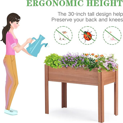 Raised Garden Bed with Legs, 40x20x31'', Solid Wood Elevated Planter Box for Outdoor Backyard Patio
