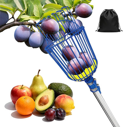 Fruit Picker Upgraded Round Claws Can Reduce Fruit Damage Lengths from 5 to 13 Feet Fruit Picker Pole with Basket Telescoping Suitable for Cherry Lemon Pear Mango Trees and More (160inch)