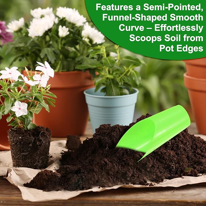 18-Pack Bonsai Soil Scoops, Plastic Garden Soil Scoops Bucket Shovel Potting Scoopers for Transplanting/Flower Planting/Plant Succulent, Colorful Small Gardening Tools [Green]