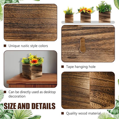 6 Pack Rustic Wood Wall Planters Hanging Wall Planters Pocket Vases Hanging Decor Vase for Plants Dried Flowers Faux Greenery Plants Indoor Living Room Bedroom Farmhouse Home Decor (3 Sizes)