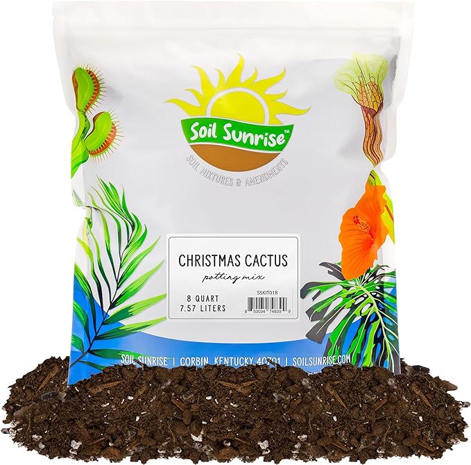 Soil Sunrise Christmas Cactus Potting Soil Mix (8 Quarts) Custom Blend for Xmas, Easter, and Thanksgiving Cactus Tropical Indoor Houseplants