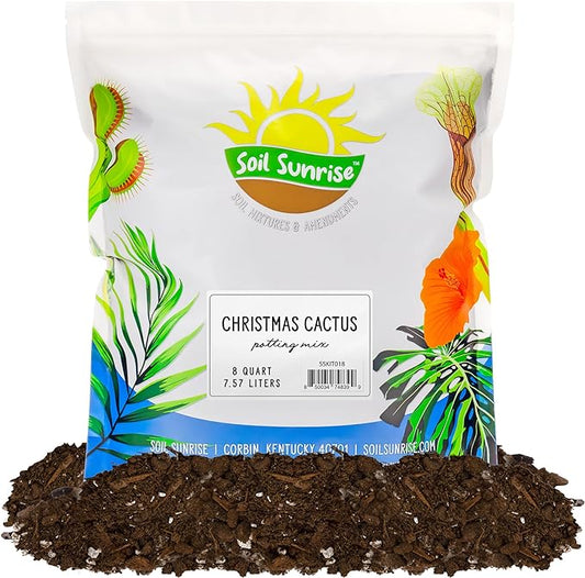 Soil Sunrise Christmas Cactus Potting Soil Mix (8 Quarts) Custom Blend for Xmas, Easter, and Thanksgiving Cactus Tropical Indoor Houseplants