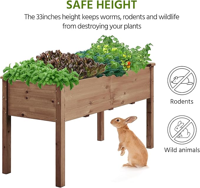 Topeakmart Wooden Garden Planter Boxes 48 X 23 X 30in Elevated Raised Garden Bed Outdoor with Legs Wooden Gardening Box for Flower/Vegetable/Herb/Tomato/Backyard/Patio, 2pcs