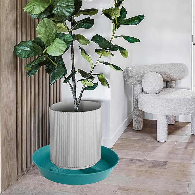 4 Pack Plant Saucer 10 inch, 8 12 14 17 inch, Plant Stand Plastic Plant Saucers for Indoors Outdoor, Heavy Duty Flower Plant Risers for Inside Pots, Pot Saucers for Plants, Grow Bags Saucers