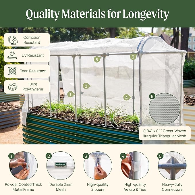 Vego garden Cover System for 4.0' x 8.0' (10 in 1) Garden Bed (Garden beds not Included)
