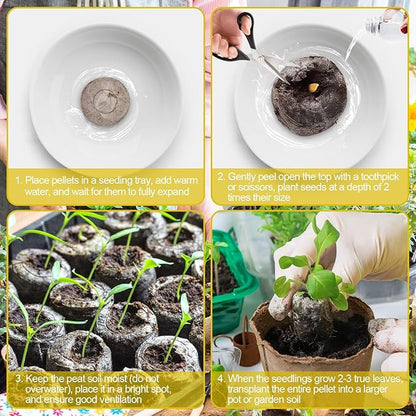 Legigo 100 Pcs 36mm Seed Starter Peat Pellets for Seedlings- Compressed Seed Starter Pods Seed Starting Pellets Plugs Soil Peat Pods for Starting Seeds, Garden Planting Herb Flower Vegetables