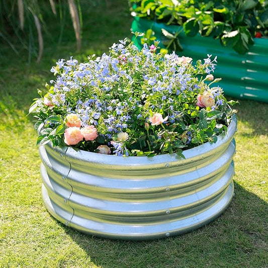Land Guard 2 Pack 2×2×1ft Galvanized Raised Garden Bed, Planter Raised Garden Beds Outdoor, Round Clearance Raised Garden Beds for Gardening Vegetables……