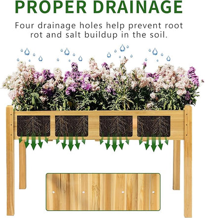 Premium Fir Wooden Raised Garden Bed with Four Legs for Backyard and Balcony Gardening,Suitable for Indoor and Outdoor use,49.5''×23.5''×30''