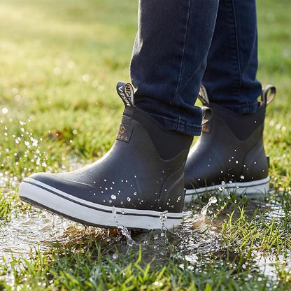 HISEA Kids Easy-On Rain Boots for Boys and Girls, Warm Waterproof Insulated Deck Boots Non-Slip Rubber Ankle Boots