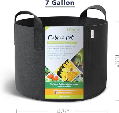 6-Pack 7 Gallon Grow Bags/Aeration Fabric Pots with Handles
