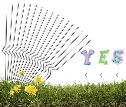 24 Pcs Yard Sign Stakes -13” Metal Wire Stakes- Heavy Duty Stainless Steel Wire Holders for Garden Lawn Yard Signs Alternative to H Frame