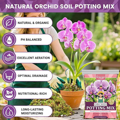 Legigo 6 QT Orchid Potting Mix for Repotting- Include Moss, Pine Bark, Perlite and Coco Peat, Orchid Bark Potting Mix, Orchid Soil for Potting Indoor Plants, Enhanced Drainage & Root Ventilation