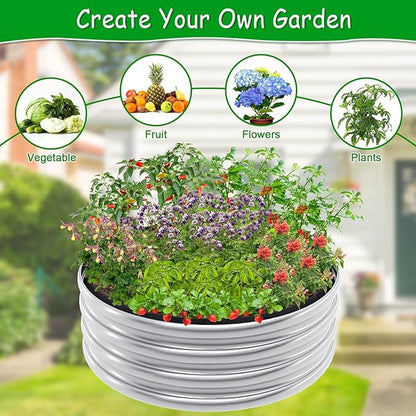 Round Fabric Galvanized Raised Garden Bed Liner, 2x2x1 Feet Outdoor Garden Planting Bags for Vegetables, Flowers, Herbs, and Succulents