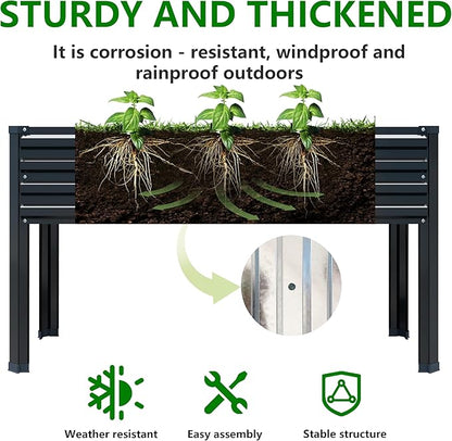 Galvanized Raised Garden Bed with Legs,2PCS 48×24×30in Elevated Planter Box for Backyard,Garden, Patio, Balcony, 350lb Capacity,Planters for Outdoor Plants,Black