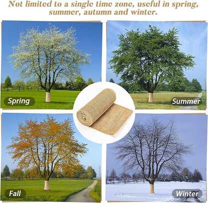 2 Rolls Burlap Roll - Burlap Tree Wraps To Protect Bark 7.8" X 118" Sackcloth Fabric Wrap Burlap Plant Covers Freeze Protection Tree Covers For Winter Garden Plants Tree Trunk Protector Jute Keep Warm