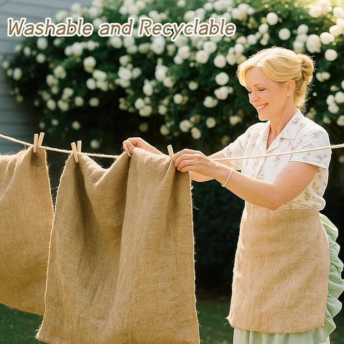 Kmise Premium Tightly Woven Burlap Potato Sack Race Bags (Pack of 6)，48"x25" Natural Jute Burlap Sacks for Kids & Adults, Reusable Eco-Friendly Grow Bag for Field Day Games & Harvest Storage