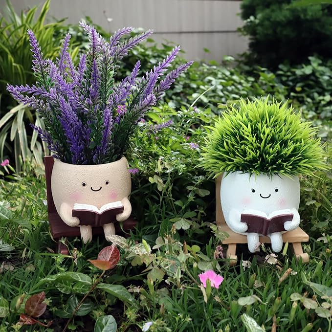 Funny Head Planters Face Pots, Adorable Human Face Flower Planter for Indoor Outdoor Plants, Unique Plant Holder Succulent Cactus Pots
