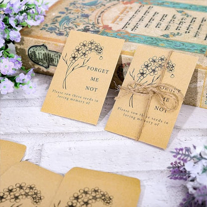Whaline 200 Pack Seed Packets Forget Me Not Prints Kraft Envelopes Rustic Small Flower Seeds Storage Self-Adhesive Packets for Garden Office Supplies, 3.5 x 2.4 Inch