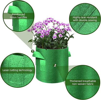 12-Pack 15 Gallon Plant Grow Bags, Thickened Nonwoven Fabric Pots with Handles, Vegetable Planter Bags Containers, Cloth Planters for Garden Vegetable/Flower/Plant/Fruits Outdoor (Green)