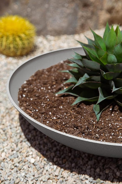 Veradek Mason Series Lane Bowl Planter-Large Round Planter for Indoor or Outdoor Tabletops/Gardens |Made from Plastic & Concrete with Drainage Holes|Modern Décor for Flowers, Succulents, Small Plants