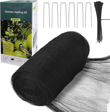 Bird Netting for Garden - 13 x 40 FT Heavy Duty Anti Bird Netting Mesh with Ties and Landscape Staples for Vegetable, Fruit Trees & Other Plants, Lasting Against Birds Deer Squirrels and Poultry