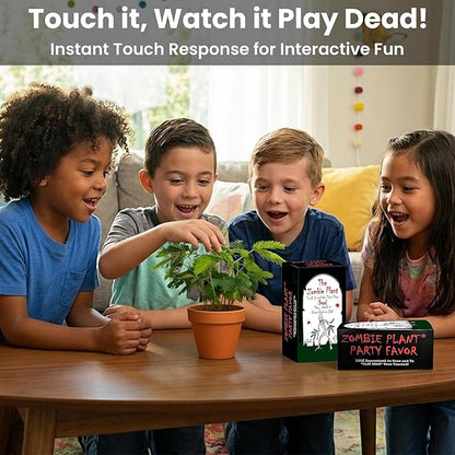 Zombie Plant Party Favors (2) Plays Dead When Touched! Includes Soil, Seeds & Mini Flower Pot. Supplies for Zombie Themed Birthday. Plant it as a Fun Indoor Science Activity