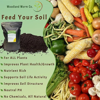 Earth Worm Castings for Plants - Soil Amendment and Natural Fertilizer for Gardening, Vegetables, Lawns and Indoor Plants - Odor-Free, All-Natural – 5 lb Bag