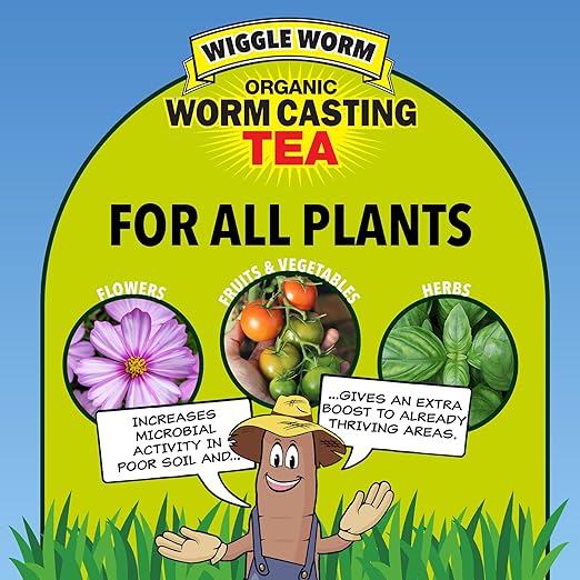 Pure Worm Castings Tea, 1 Gallon - Organic Liquid Fertilizer and Soil Amendment Concentrate for Indoor and Outdoor Plants