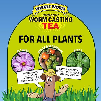 Pure Worm Castings Tea, 1 Gallon - Organic Liquid Fertilizer and Soil Amendment Concentrate for Indoor and Outdoor Plants
