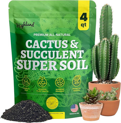 Cactus Soil Potting Mix Succulent Soil Potting Mix for Succulents with Mycorrhizae Indoor Cactus Blend with Mycorrhizal Fungi for Indoor Plants Well Draining Gritty