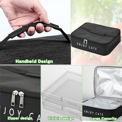 24 Slot Seed Storage Organizer Box with Insulated Bag with Dual Zipper Bag, Garden Seed Organize Sealed Bags and Label Stickers Saving Container Keeper Set for Garden Vegetable Flower Plants