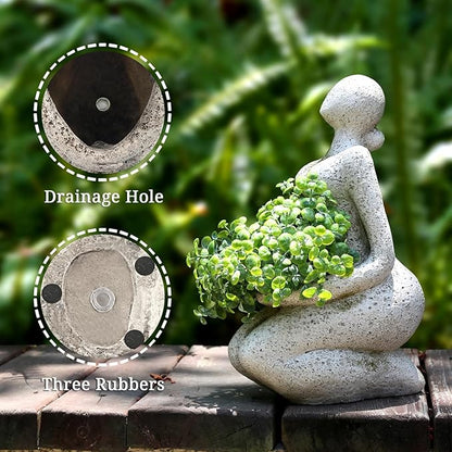 Large Planters for Outdoor Indoor Plants Head Face Planter Pot Unique Succulent Planters Flower Vase with Drainage Hole New Life