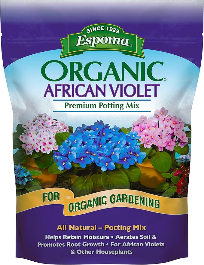 Espoma Organic Natural and Organic Premium Potting Soil Mix for African Violets and all Indoor Flowering Houseplants. For Organic Gardening. 4 Quart Bag – Pack of 2
