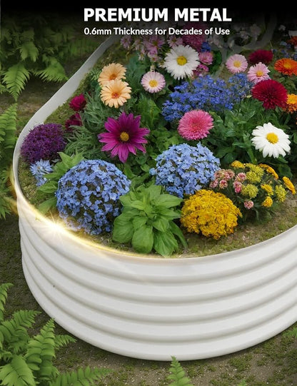 GarveeLife 8x4x1.5 ft Galvanized Raised Garden Bed - 18“ Tall Metal Planter Box for Vegetables, Flowers, Herbs, Rust-Resistant Outdoor Garden Box, Easy Assembly Raised Beds for Gardening, Beige
