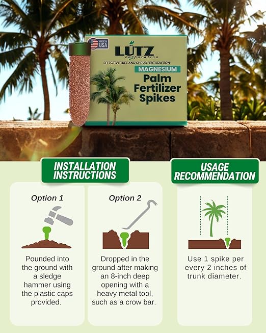 Magnesium Palm Tree Fertilizer Spikes, Pack of 125 - Fertilizer Sticks & Plant Food Spikes for Palm Trees & Ferns - Contains Magnesium, Sulfur & Nitrogen, Essential Nutrients