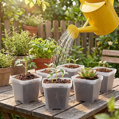 4 Inch Clear Nursery Pots for Plants, 30 Pcs Square Plant Pots, Small Flower Pots for Plants, Hard Planters for Indoor Plants