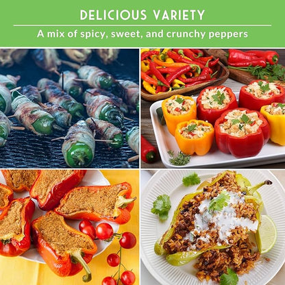 Pepper Seeds for Planting - 12 Variety Pack | Jalapeño, Serrano, Cayenne, Bell, Habanero, Anaheim & More – Hot & Sweet Heirloom, Non-GMO Pepper Seed Varieties – Survival Garden Seeds