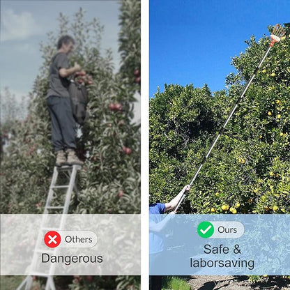 Walensee 5.5FT Fruit Picker, Adjustable Fruits Picker Tool with Lightweight Stainless Steel Pole and Big Basket, Fruit Catcher Equipment Tree Picker for Apples Mango Pear Orange Avocados Fruit Picking