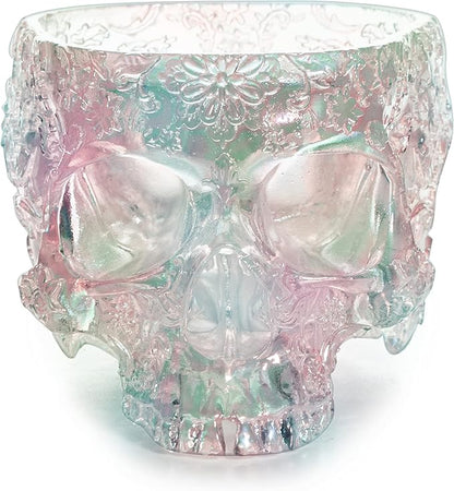 Iridescent Skull Planter Pot 6 Inch Skeleton Head Pot Succulents Flowers, & Bowl Dish Gothic Decor for Garden Home Parties Haunted House Spooky Black Display Halloween Skull Flower Pot Decoration Gift