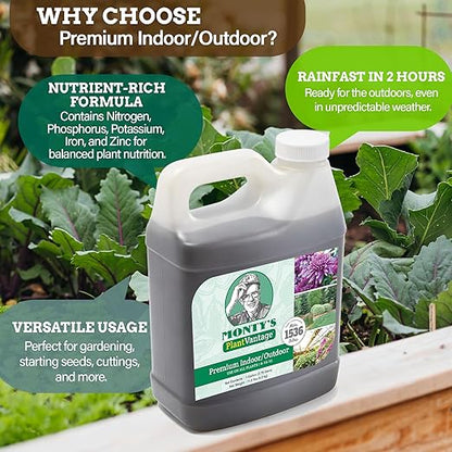 PlantVantage Premium Indoor/Outdoor Plant Food - NPK Fertilizer (4-15-12) with Zinc and Iron for House Plant, Trees and Vegetables - Indoor and Outdoor Plant Liquid Fertilizer - Easy Root Feed - 1Gal