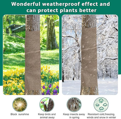 50x50 High Density Natural Burlap Plant Covers Freeze Protection, 40 in x 30 ft Heavy Duty Jute Tree Wrap for Outdoor Winter Shrub Shield & Garden Plant Care