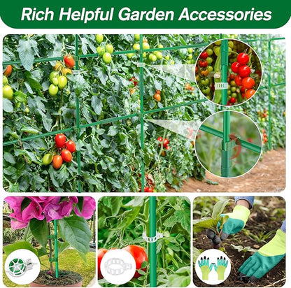 256PCS Garden Stakes Set with 75PCS 16 Inch Fiberglass Plant Sticks and Stake Arms, DIY 4ft 5ft 6ft 7ft 8ft Tomato Stakes, Garden Stakes for Vegetables Tomato Pepper Indoor Outdoor Plants