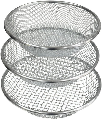 3 Pack Gardening Sand Soil Compost Sifter Perfect for 5 Gallon Bucket, 1/4 inch Mesh, 1/8 inch Mesh, 3/8 inch Mesh